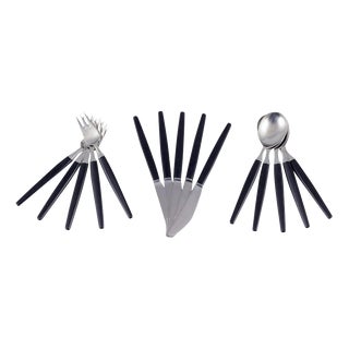 Opus Dinner Cutlery Service for 5 by Tias Eckhoff for Lundtofte, Denmark, 1960s, Set of 15 For Sale