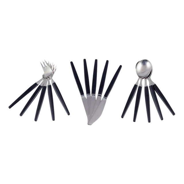 Opus Dinner Cutlery Service for 5 by Tias Eckhoff for Lundtofte, Denmark, 1960s, Set of 15 For Sale