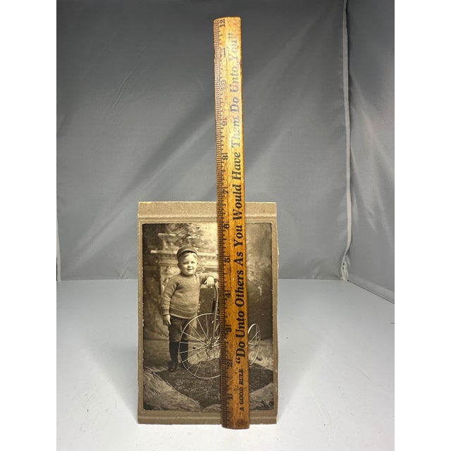 Antique Cabinet Card Photo: Young Boy with Tricycle, 19th Century For Sale - Image 6 of 7