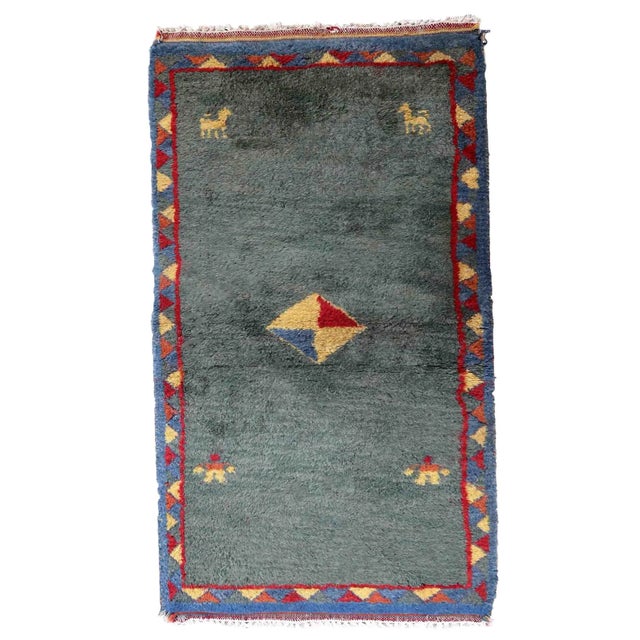 1970s Handmade Vintage Persian Gabbeh Rug 2.4' X 4.5' For Sale - Image 10 of 10