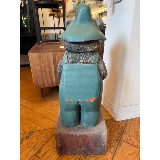 Hand Carved Mountain Bear Sculpture For Sale - Image 4 of 12