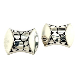 Late 20th Century John Hardy Estate Mens Pebble Cufflinks Sterling Silver, A Pair For Sale