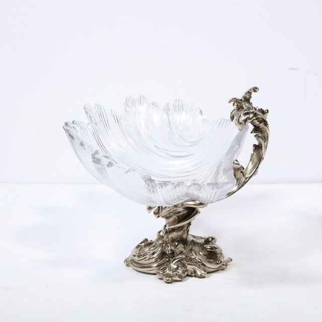 19th Century Silvered Ormolu Footed Stylized Shell Bowl by Les Freres For Sale - Image 4 of 13