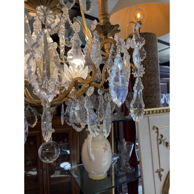 Metal Vintage 12-Light Chandelier from Baccarat, 1920s For Sale - Image 7 of 8