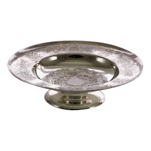 1970s New Silver Sweet Dish on Foot Embossed by Barker Ellis for I. Freeman & Sons