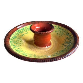 Handmade Moroccan Style Ceramic Splatter Candle Stick Holder Red Yellow Green For Sale