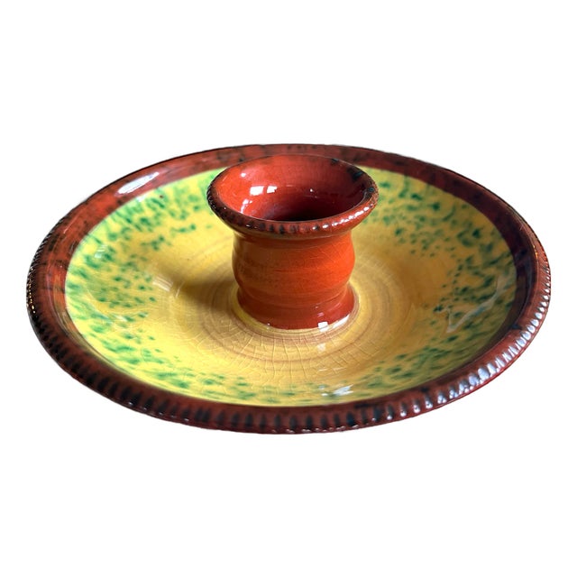 Handmade Moroccan Style Ceramic Splatter Candle Stick Holder Red Yellow Green For Sale