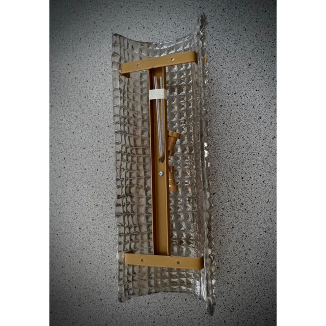 Art Deco Style Golden and Smoky Murano Glass Color and Brass Wall Sconce, 2000s For Sale - Image 6 of 10