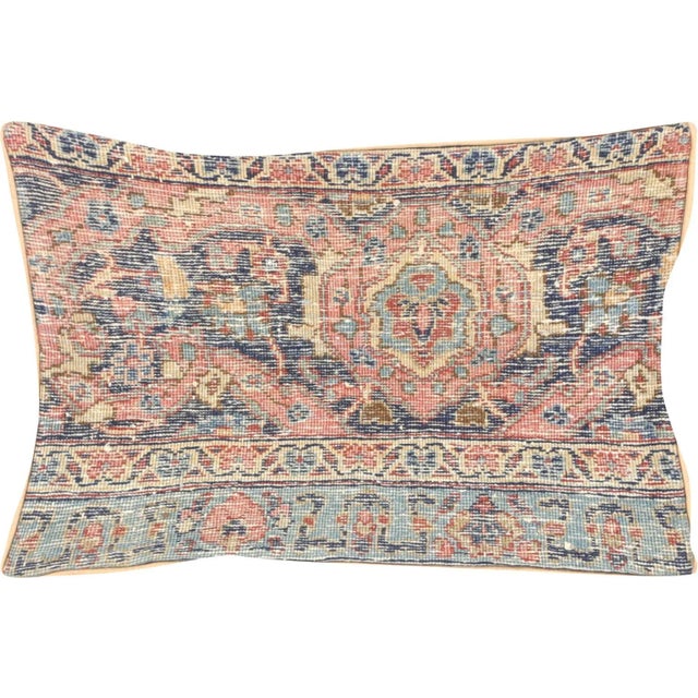 1960s Persian Tabriz Pillow. Hand woven with wool on cotton foundation in the Tabriz region of Iran. Refinished in the...