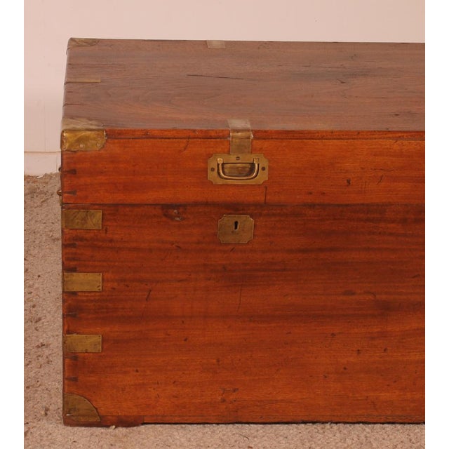 19th Century Camphor Wood Marine Chest with Double Locks For Sale - Image 4 of 15