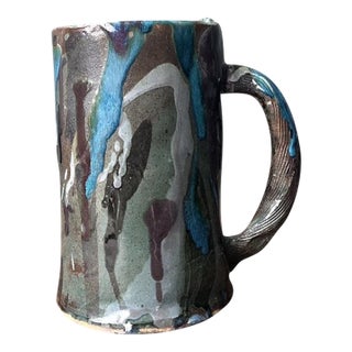 Vintage Original Studio Pottery Drip Glaze Vase For Sale