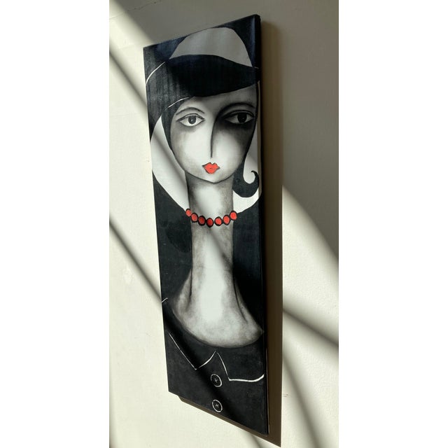 Abstract Ladies Oil Paint on Stretched Canvas by Aichel Sarduy - Set of 3 For Sale - Image 3 of 8