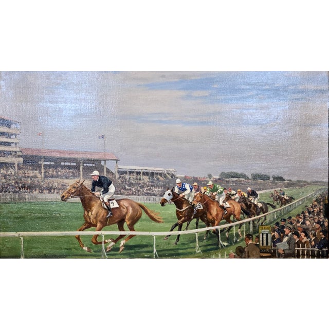 Victorian Sanderson Wells- Hyperium 1933 Epson Derby Horse Race Winner -Oil Painting For Sale - Image 3 of 11