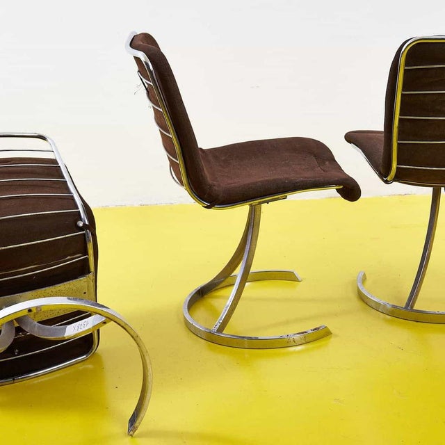 Chromed Metal Chairs, 1970s, Set of 3 For Sale - Image 6 of 10