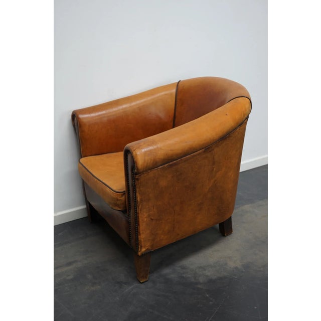 Vintage Dutch Cognac Colored Leather Club Chair For Sale - Image 13 of 14