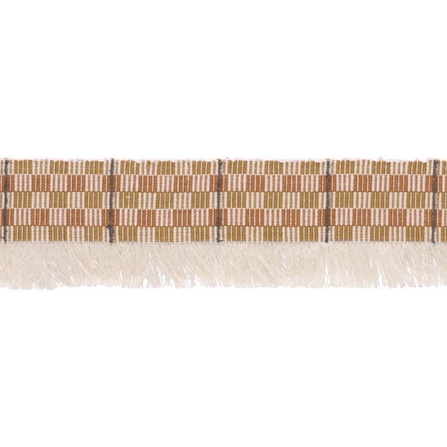 Sample - Schumacher Skyline Plaid Fringe Trim In Bronze For Sale