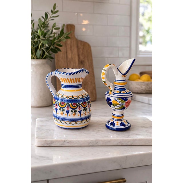 Late 20th Century Spanish Ceramic Ewers Hand-Painted Signed De La Cal Puente - a Pair For Sale - Image 11 of 11