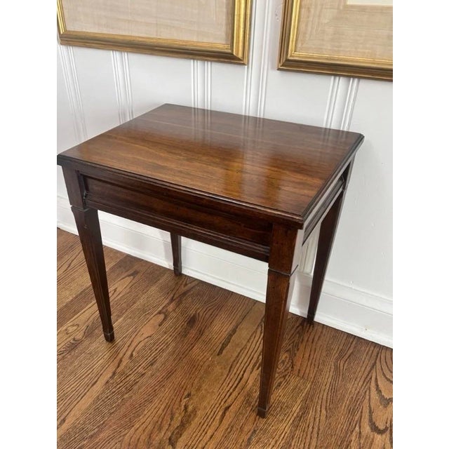 Vintage Mid to Late Twentieth Century Brandt Walnut or Pecan Dark Wood Small Side Table Federal Neoclassical For Sale - Image 6 of 7