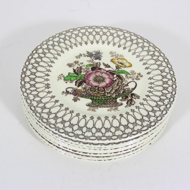 Shabby Chic 1930’s Myott England Bread Plates- Set of 8 For Sale - Image 3 of 7