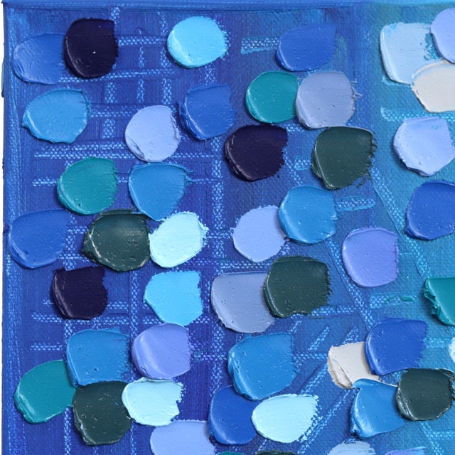 One Night - Original Blue Tone Figurative Abstract Textured Impasto Oil Painting by Ekaterina Ermilkina For Sale - Image 4 of 8