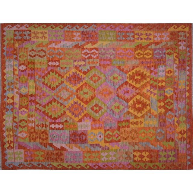 Vintage Afghan Hand Made Wool Maimana Kilim,6'2"x8'1" For Sale - Image 4 of 4