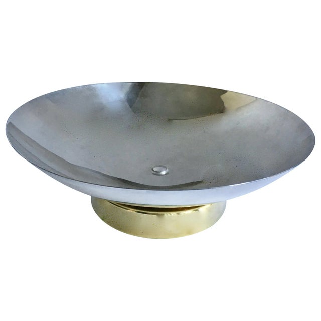 Midcentury Stainless and Brass Footed Bowl For Sale - Image 9 of 9