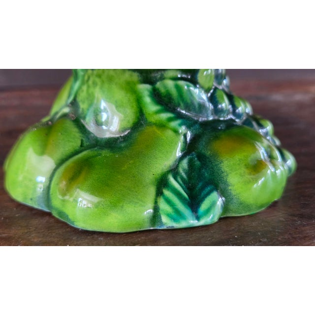 Green 1960s Inarco Japan E2606 Green Majolica-Style Fruit Pedestal Compote For Sale - Image 8 of 18