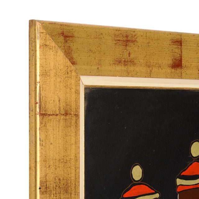 Wood Original Venetian Painting, Gold Frame, by Claire Astheber For Sale - Image 7 of 9