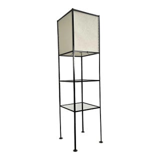 Frederic Weinberg Iron Floor Lamp With Shelving, Unmarked For Sale
