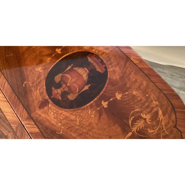 Metal Elegant Mahogany With Inlay Intricate Dropleaf Ide Table For Sale - Image 7 of 12