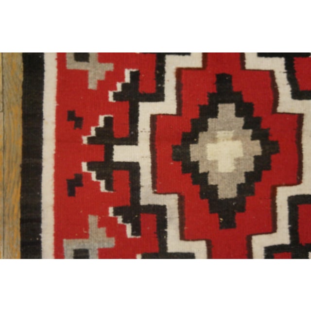 Tribal 1940s Red Geometric Tribal Antique American Navajo Rug 2'2" X 2'10" Flatweave Wool Carpet For Sale - Image 3 of 5