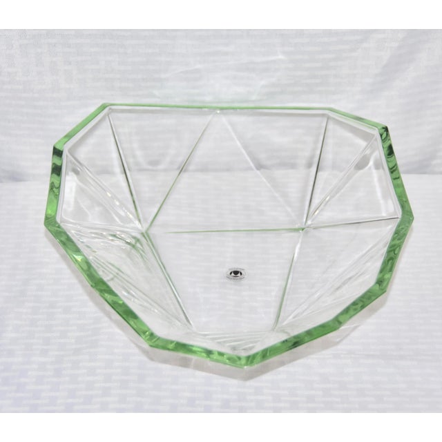 Art Deco 1960s Art Deco Walther Glas Green Uranium Glass Bowl For Sale - Image 3 of 5