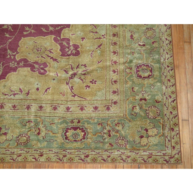 Contemporary Plum Color Early 20th Century Antique Turkish Ghiordes Rug - 12'3" x 15'7" For Sale - Image 3 of 6