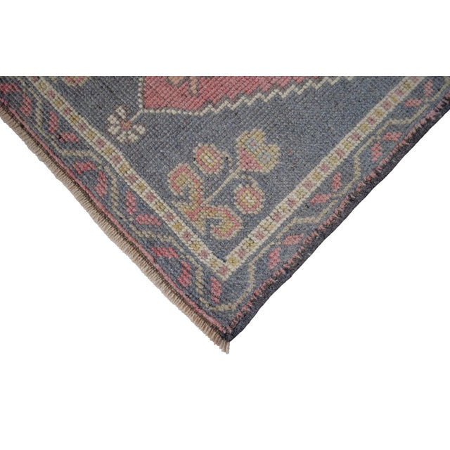 Textile 1970s Hand Knotted Small Turkish Rug Wool Door Mat Entry Decor - 21'' X 45'' For Sale - Image 7 of 12
