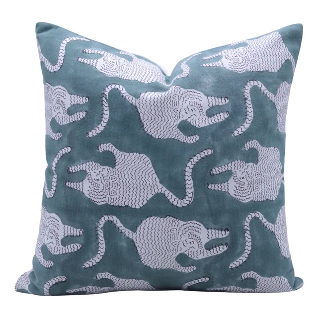 Fabdivine Cotton Cushion Cover With Block Print 14x14 Inch Thick Cotton White-Mushak For Sale