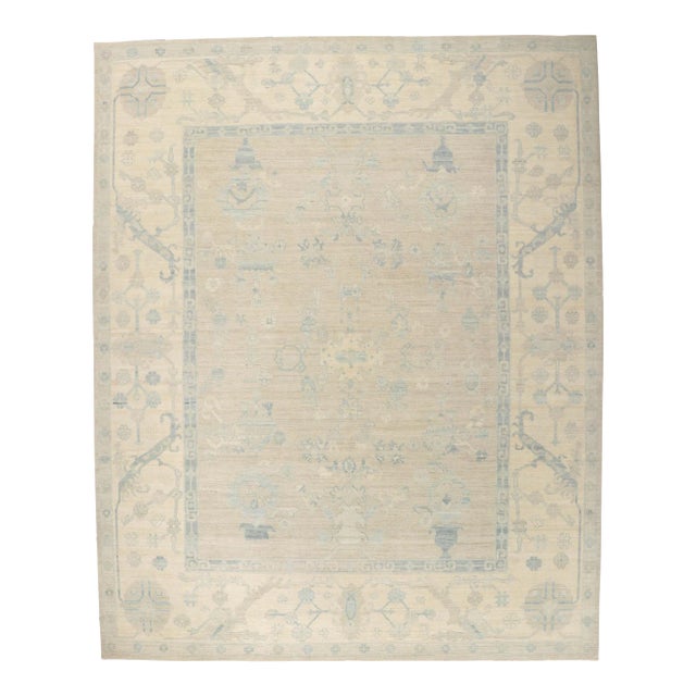 Vintage Modern Oushak Rug - 11'06 X 14'03 For Sale