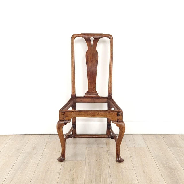 Brown English Oak Provincial Queen Anne Chair, 19th Century or Earlier For Sale - Image 8 of 12