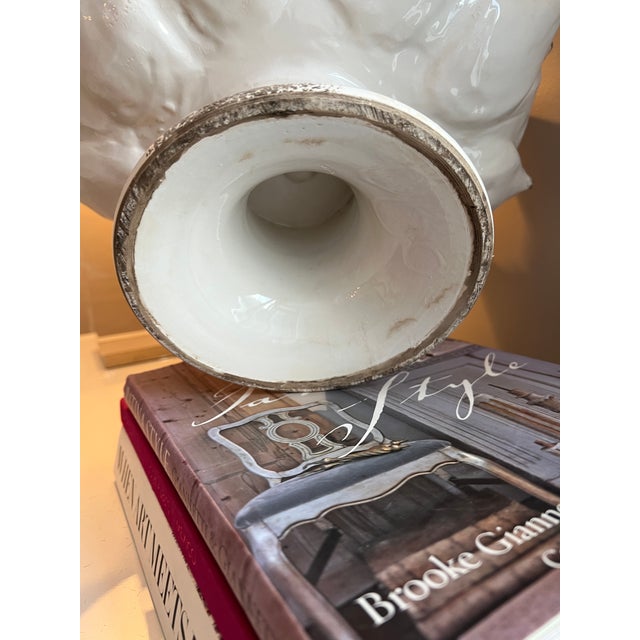 Italian Hand Thrown Hand Painted Artichoke Majolica Pedestal Bowl Sculptural Centerpiece - White For Sale In Washington DC - Image 6 of 6