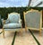 2010s French Louis XV Style Blue-Green Bergere Wing Chair Set of 2 With Gold Leaf Details For Sale - Image 5 of 10