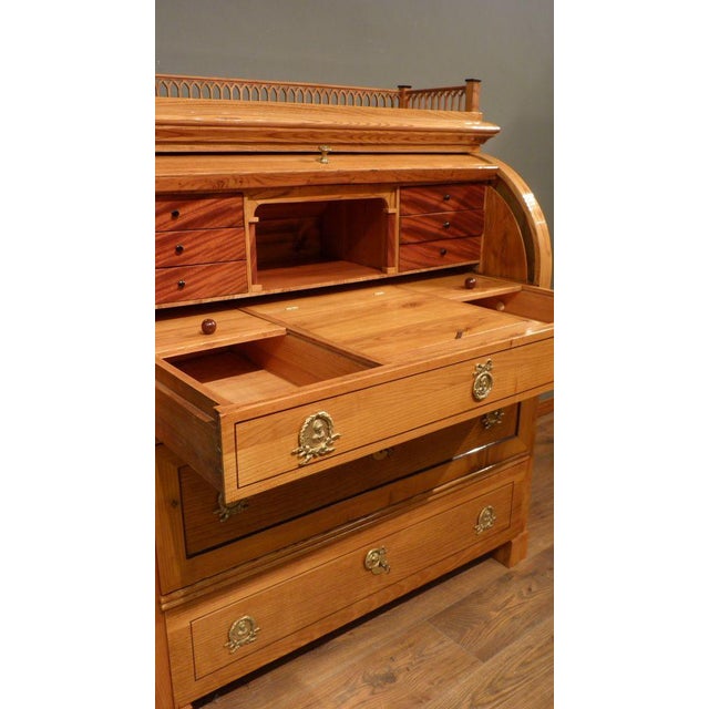 Biedermeier Roller Flap Secretary in Ash, 1840s For Sale - Image 10 of 14