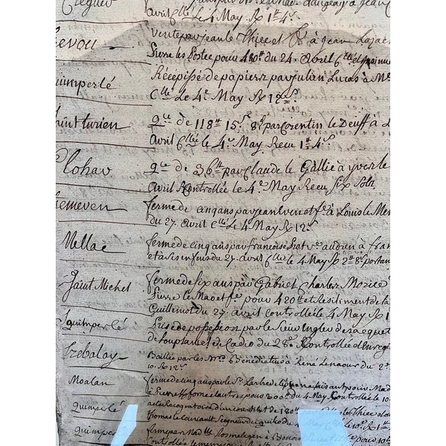 Antique 1700s Framed French Chateau Property Transaction Documents - A Pair For Sale - Image 13 of 18