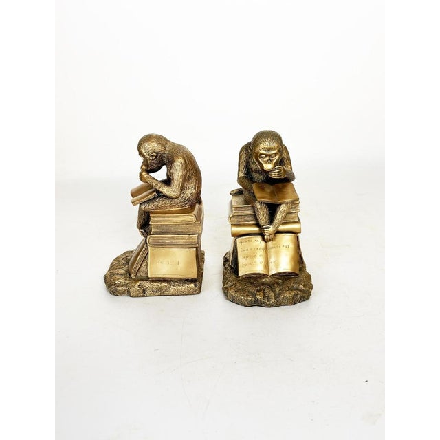Bookends Depicting Sculptures of Monkeys in Gilded Metal, France, 1970s, Set of 2 For Sale - Image 13 of 14