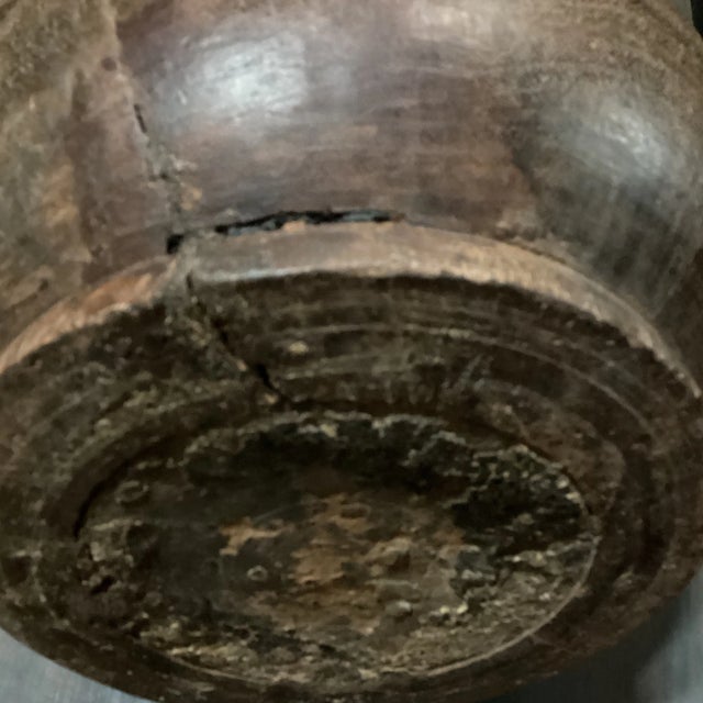 Early 20th Century Indian Wooden Vessel With Visible Wood Grain For Sale - Image 11 of 12
