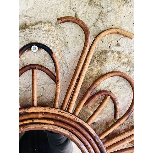 Mid-Century Modern Rattan and Bamboo Wall Mounted Mirror, 1960s For Sale - Image 12 of 18