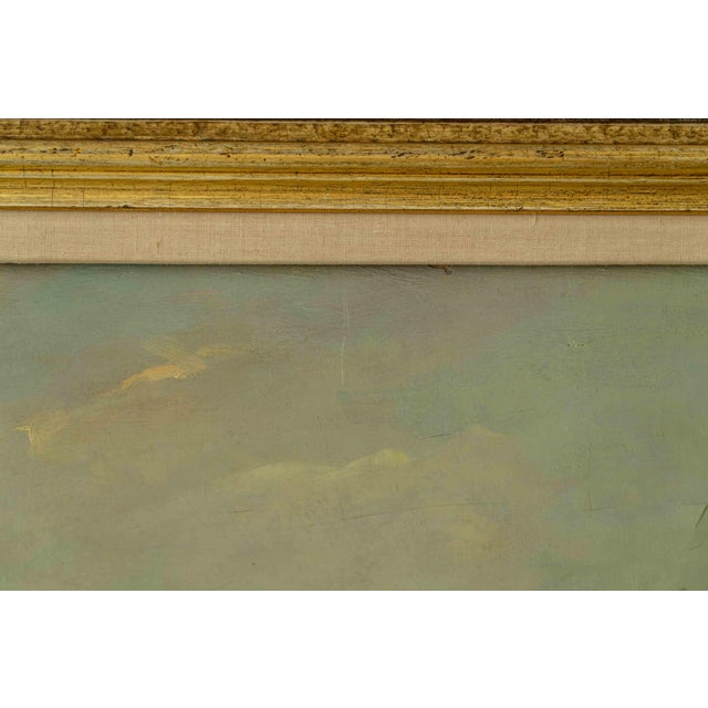 Large Dutch Hague School Windmill Landscape Oil Painting with Polder Lake & Sailboat by Victor Bauffe, Circa 1900, Framed For Sale - Image 15 of 18