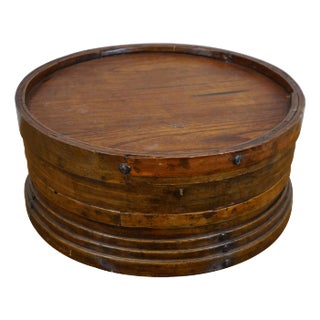 Antique Chinese Shanxi Round Bentwood Dumpling Serving Steamer Box For Sale