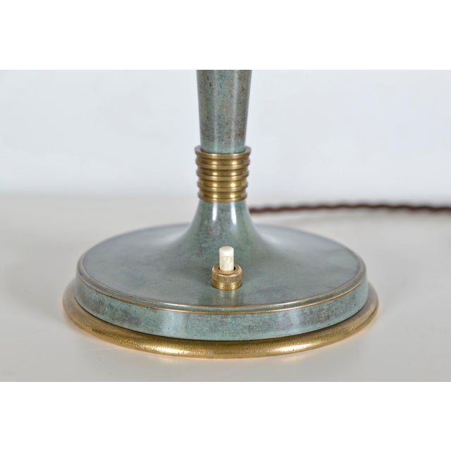 French Art Deco Verdigris Green Brass Mushroom Desk Light, 1930s For Sale - Image 10 of 18