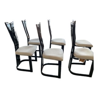 1980s Post Modern Sculptured Barrel Highback Chairs (Set of 6) For Sale