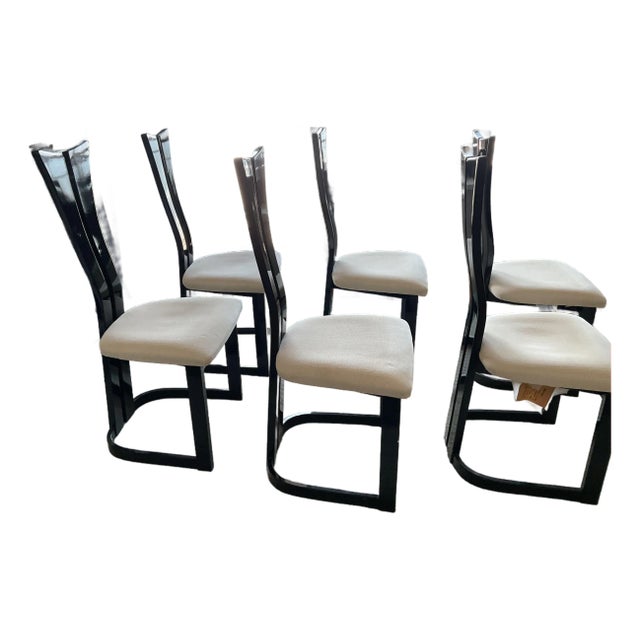 1980s Post Modern Sculptured Barrel Highback Chairs (Set of 6) For Sale
