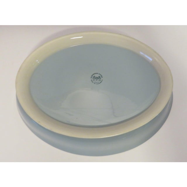Ceramic Vintage Flintridge China California Blue W Platinum Borders Serving Bowl 10" For Sale - Image 7 of 7